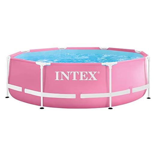 Intex 55257 - Piscina Desmontable Redonda Metal Frame Familiar Color Rosa, Medidas Ø244X76 Cm, Capacidad 2,843 Litros, Material Resistente Triple Capa, Tubular, Infantil