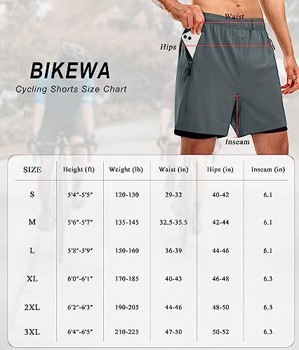 Bikewa Men'S Mountain Bike Shorts 3D Padded Loose-Fit Biking Riding Cycling Bicycle Biker Cycle Padding Shorts For Men Zipper Pockets thumb #6