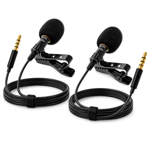 Image of CERLINK Clip-On Lavalier Microphone | 3.5mm Collar Mic for Clear Voice Recording | Compatible with Smartphones, PC & Laptop | for YouTube, Vlogging & Interviews | 1.5M (Pack of-2)
