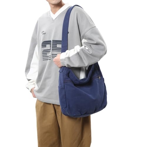 Image of Canvas Hobo Crossbody Shoulder Tote Bag for Women and Men Large Purse Messenger Bag Travel Work Shopping