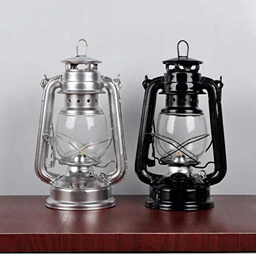 Lampe à Kérosène Vintage Rouge - Lanterne Décorative Style Méditerranéen, 24.5 Cm - Pour Camping, Décoration