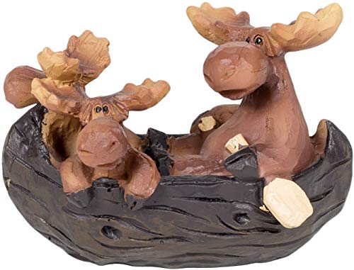 Slifka Sales Company Moose Family in Canoe Resin Decorative Tabletop