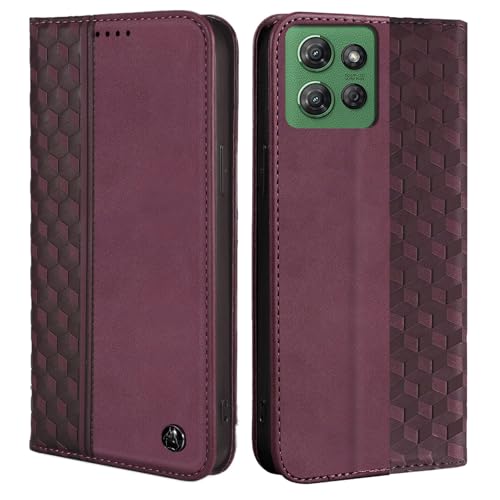 Image of Wallet Case for Motorola Moto G Power 2025 /Motorola Moto G Play 2025 6.6 inch - PU Leather Flip Cover with Card Holder Slots, Strong Magnetic Folio Kickstand Phone Case, Wine Red