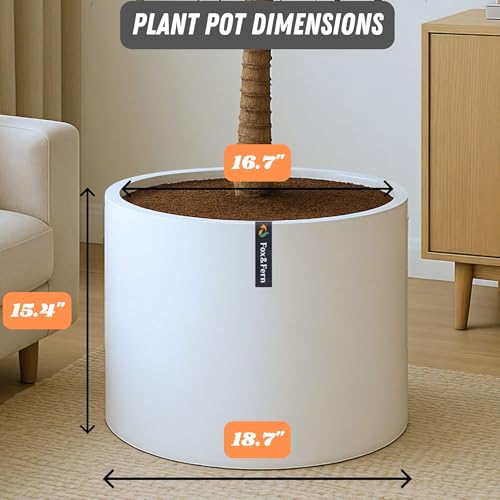 Fox & Fern 18.7 Inch Extra Large Planter — Premium Lightweight Fiberstone Matte White Plant Pot with Drainage Plug; Extra Large Planter for Indoor & Outdoor Use; Weather Resistant & UV Resistant - Image 3