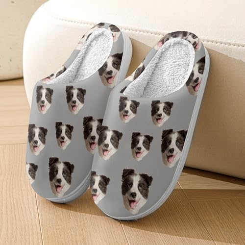 DIYGIFTS Personalized Cotton Slippers Custom Slippers Photo for Dog Cat Women Men Pure Color Slippers Unique Gift for Lover2