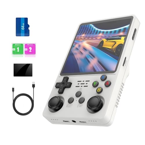 Ugonetend r36plus Handheld Retro Game Console 4.0-inch IPS Screen, Portable Emulators console spport 26+ Emulators /mp4, arkos2.0 System Preloaded 5000+ Games (white)