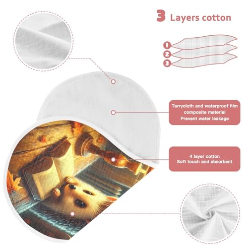 Fall Hedgehog Brownish Baby Burp Cloths Cotton Burp Clothes Absorbent Muslin Burp Cloths Soft Burp Cloth Rags for Newborn Girl Unisex Boy 1 Pack 22x11 Inches3