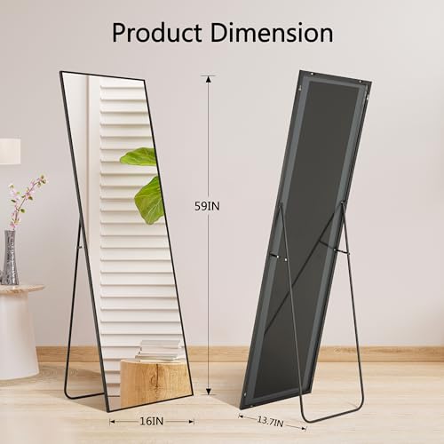 Image of Mirror Full Length 16 inchx59 inch, Rectangle Full Body Floor Mirrors with Stand