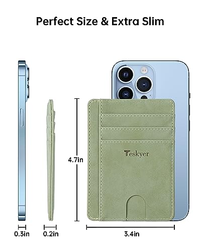 Image of Teskyer Slim Minimalist Wallet for Men, RFID Front Pocket Card Holder | Ultra Slim Front Pocket Design, 8 Card Slots, RFID Protection, Smooth Faux Leather for Everyday Carry