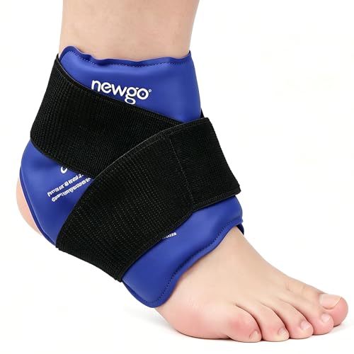 NEWGO Ankle Ice Pack Wrap for Injuries Reusable Hot Cold Therapy Gel Foot Ice Pack for Pain Relief Ankle Swelling Achilles Tendinitis Plantar Fasciitis Sprained