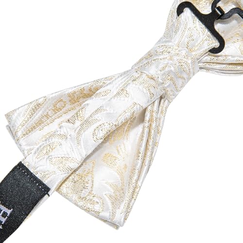 Image of Hi-Tie Bow Ties for Men Pre-Tied Pocket Square with Cufflinks Mens Bowtie Sets for Wedding Formal Party