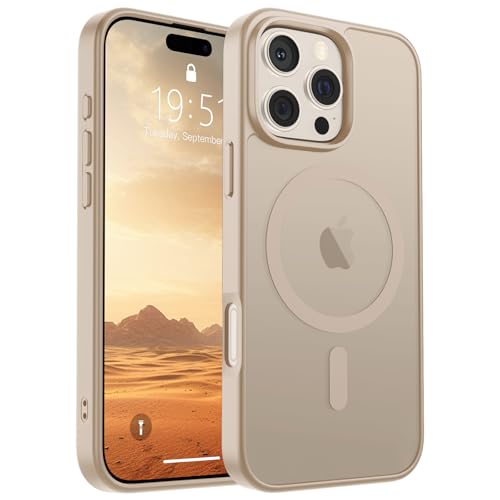 SUPFINE Magnetic for iPhone 16 Pro Max Case(Compatible with MagSafe)(Military Grade Drop Protection) Slim Translucent Matte Shockproof with Anti-Fingerprint Phone Case Desert Gold