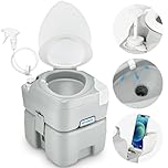 Kohree Camping Toilet Portable 5.3-Gal: 20L Porta Potty for Adults with Diagonal Elongated Bowl Seat - Handle Flush Pump Leak-Proof Cassette Toilet for RV Trailer Trucker Boat Marine Home Use