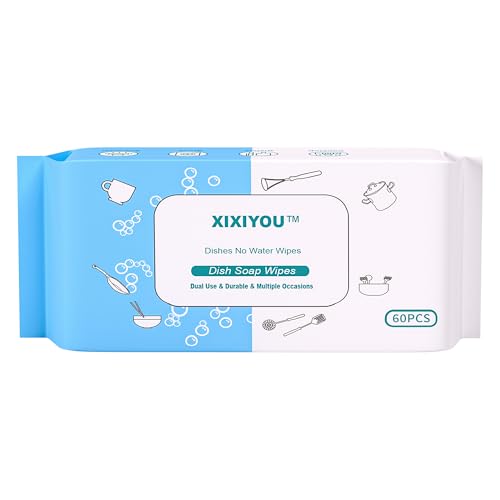 Reusable Dry & Wet Dish Soap Foam Wipes - Multi-Purpose Cleaning Towels for Kitchen Bathroom Travel | No Water Needed Eco-Friendly Reaches Hard-to-Clean Areas (60 Pack)
