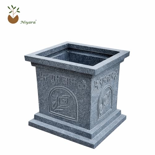 Image of Niyara Tulsi Fibre Pot for Indoor, Outdoor, Home Office, Pooja Plants Gamla (Grey, 12inch)