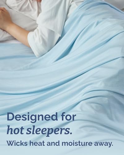 Image of Cooling Blanket for Hot Sleepers - Cold Blanket Twin /Twin XL Size - Double-Sided, Ultra Cool for Summer, Night Sweats & All Seasons - Lightweight & Breathable for Bed or Couch - Light Blue, 50 inch x 60 inch