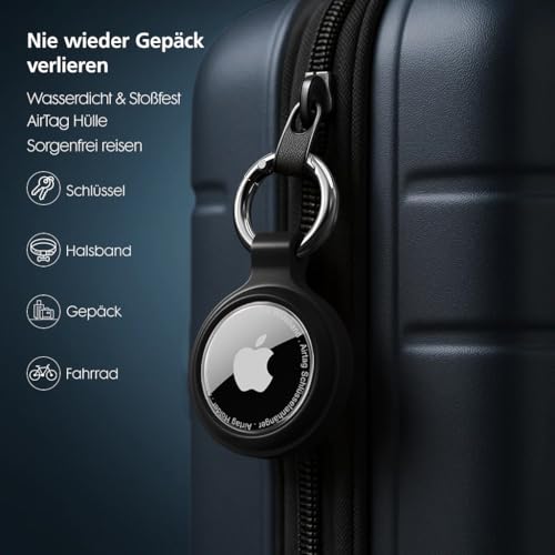 Hülle für Apple AirTag Schlüsselanhänger - IP67 wasserdichte Hülle mit 360° stoßfestem Rundumpanzer - Airtag Anhänger für Schlüssel, Koffer, Hundehalsband & Kinder (4er Set)