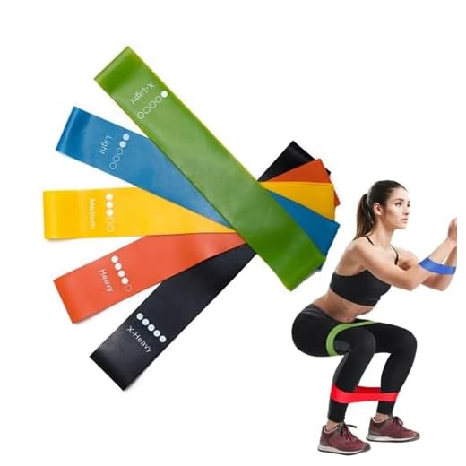 Kit 5 Faixa Elástica Mini Band Para Treino Exercício Fisioterapia Pilates Crossfit Academia Fisioterapia