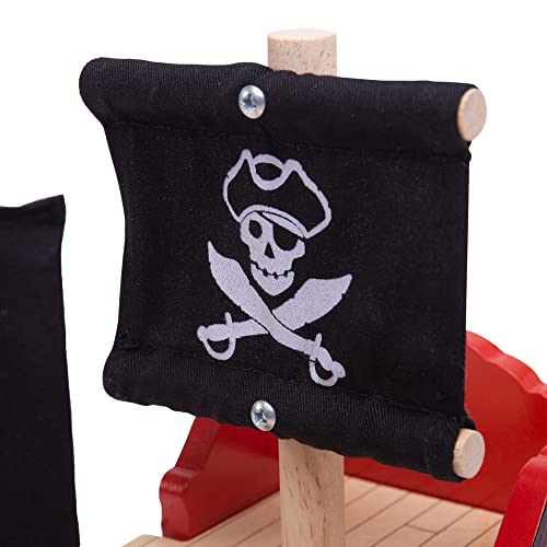 Bigjigs Rail Wooden Pirate Ship Galleon - Pirate Accessories For Wooden Train Sets, Bigjigs Train Accessories, Pirate Ship Toys For Kids, Wooden Toys For 3 4 5 Year Olds #TOP4