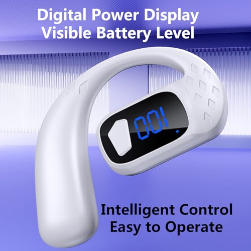 Image of Open Ear Bluetooth Headphones,Single Earpiece with Noise Canceling Mic,BT 5.4 Ear Hook Wireless Earbuds, 26 Hours Playtime LED Display Sports Bone Conduction Ear Buds for Running /Workout /Driving