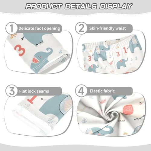 Elephants Cartoon Girls Leggings,Workout Leggings for Girls Toddler Athletic Legging Size for 3-10T3