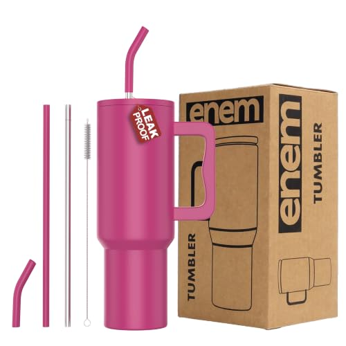 Image of enem Tumbler, Candy Pop, Insulated Premium Vacuum Leak Proof Tumblers, Stainless Steel Travel Mug with Handle, Lid & Straw, 1.2L Tumbler for Coffee, Iced Tea, or Water