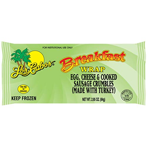 Los Cabos Breakfast Burritos/Wraps (Sausage, Egg & Cheese, 2.95 oz-- Pack of 72)