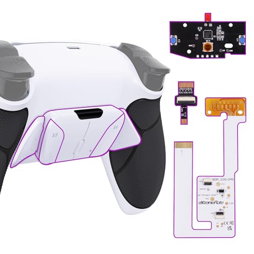 eXtremeRate Konfigurierbar RISE4 V3 Remap Kit für ps5 Controller BDM-030/040/050 Modell, Upgrade Board & Gummiert Griff Rücken Gehäuse Case & Rücktasten Back Paddles Set für ps5-Schwarz Weiß