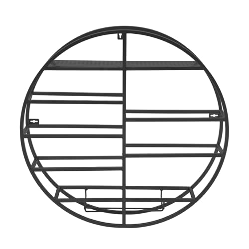 Headery Wall Mounted Wine Rack Metal Round Wine Shelf with Glass Holder, Modern Floating Wine Bottle Organizer Wine Display Rack for Home Bar Kitchen,23.62 * 4.33in (Black)
