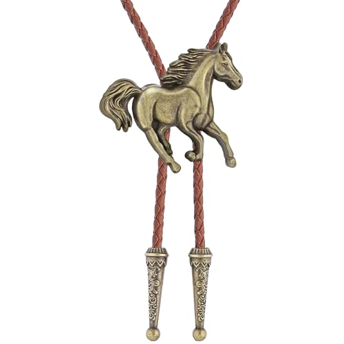 Image of GelConnie Bolo Ties for Men Women Western Cowboy Tie Mens Western Necklace Leather Necktie Gold Bolero Tie Cowboy Necklace
