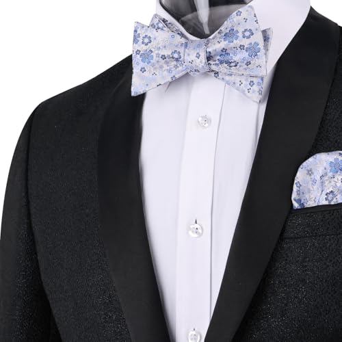 Image of Alizeal Mens 2pcs Floral Self-tied Bow Tie Pocket Square Set