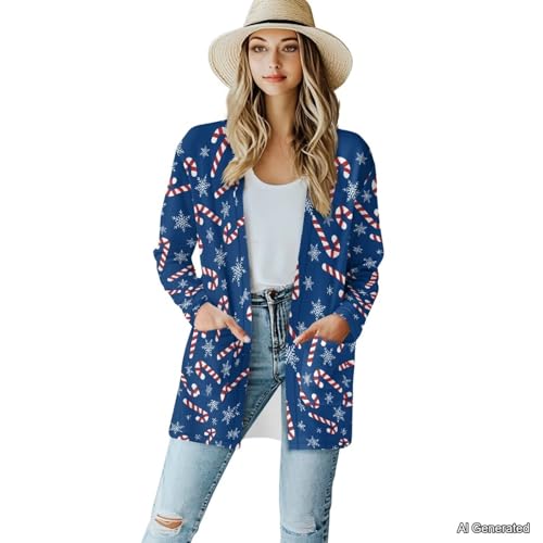Image of Women's Lightweight Cardigans with Pockets Trendy Long Sleeve Open Front Cardigan Casual Tops Jackets Fall Oufits S-2XL
