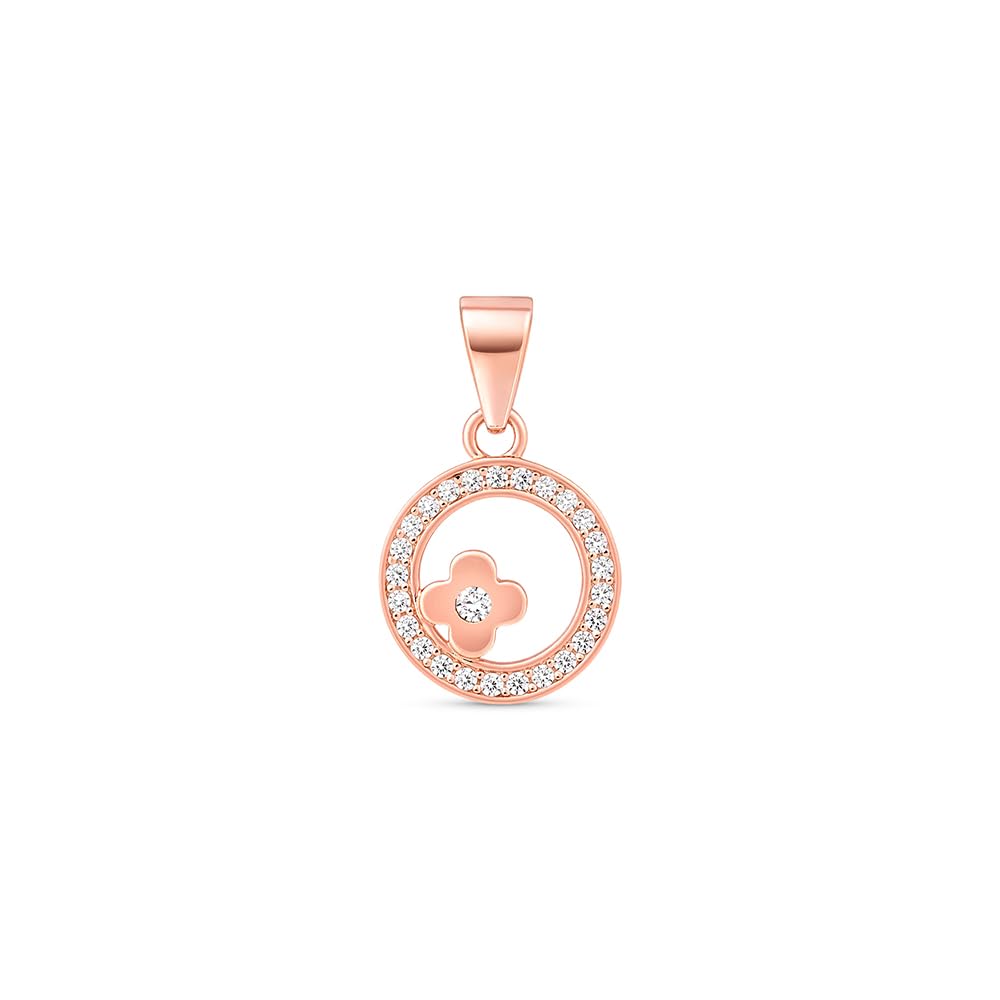 - 925 Silver Clover Orbit Pendant | Oval Halo Frame with Micro Crystal Border, Floating Clover Center | Gifts for Women and Girls | With Certificate of Authenticity