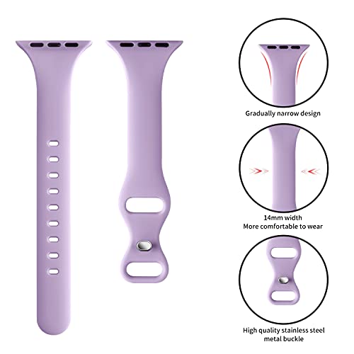Image of Thin Slim Band Compatible with Apple Watch 38mm 40mm 41mm 42mm 44mm 45mm 46mm 49mm, Replacement Silicone Sport Strap for iWatch Series 11 /10 /9 /8 /7 /6 /5 /4 /3 /2 /1 Ultra SE Women Men, Lavender