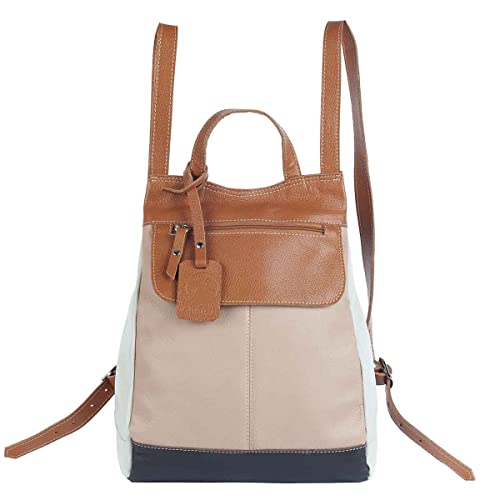 Mochila em Couro Genuíno para Estilo e Durabilidade Ideal para Trabalho,Viagens e Passeios (Tons Terrosos)