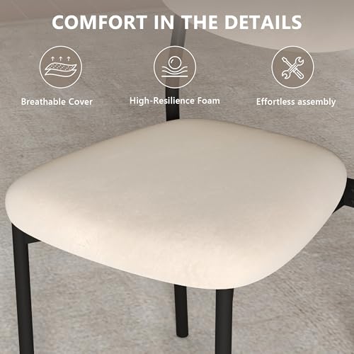 Einhomn Upholstered Dining Chairs Set, Modern Stackable Dining Room Chairs with Soft Velvet Backrest, Kitchen Chairs with Sturdy Metal Legs for Living Room, Restaurant, Set of 2,Cream Beige - Image 6