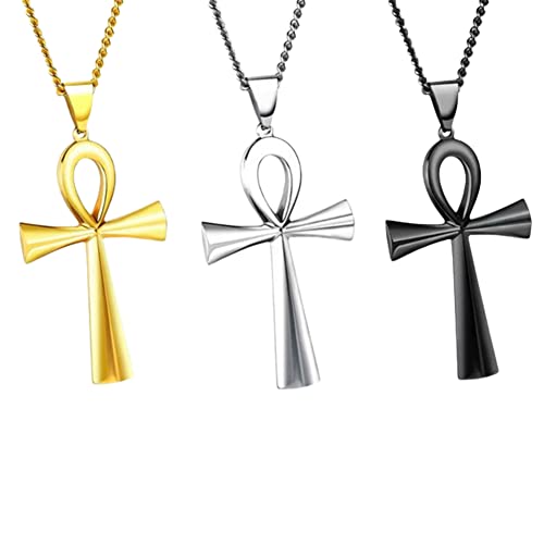 Colliers Ankh homme lot de 3 pendentifs croix égyptienne métal anti-ternissement