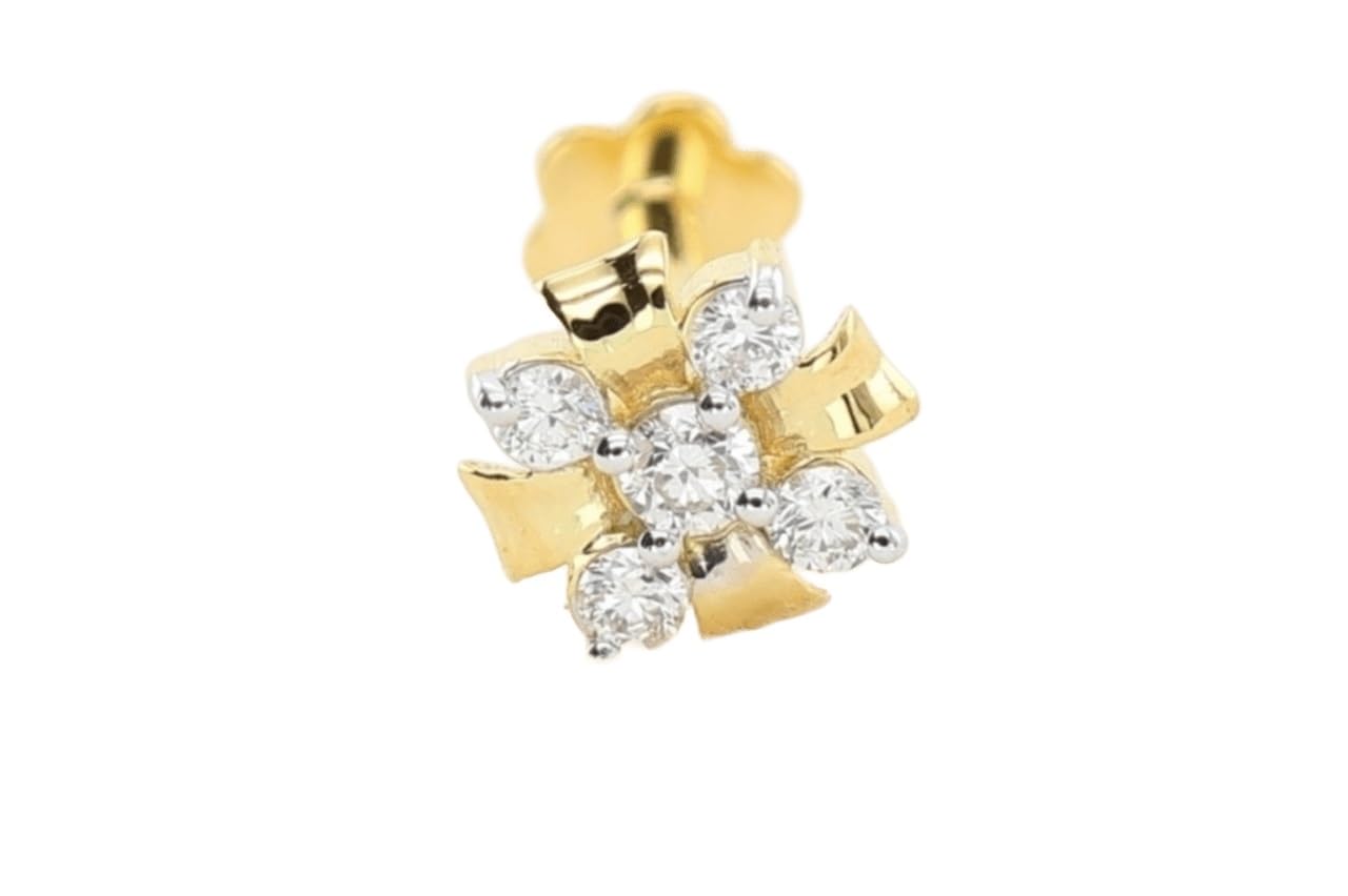 0.07CT Round Cut Natural Diamond Nose Pin in 18K Yellow Gold-image-35