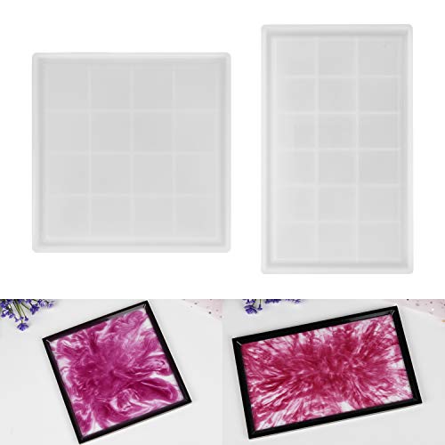 ResinWorld Rectangle Square Tray Mold for Resin, Rolling Tray Mold, Shiny Silicone Tray Resin Mold with Sides, Silicone Plate Mold for Making Sided Tray