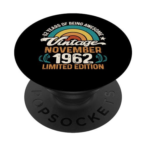 Retro Sunset 62 Años Nacido Noviembre 1962 - Cumpleaños 62 PopSockets PopGrip Intercambiable