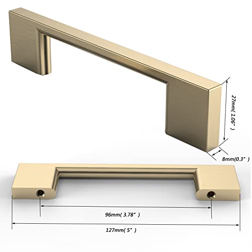 FURNIWARE Pack of 10 Furniture Handles Cupboard Handles Kitchen Handles Gold Drawer Handles 96 mm Hole Spacing Brass Gold Stainless Steel Brushed - Image 4