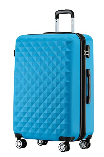 BEIBYE Zwillingsrollen 2066 Hartschale Trolley Koffer Reisekoffer Gepäck M-L-XL-Set (Türkis, L)