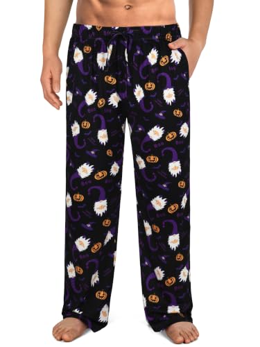 Mens Halloween Pajama Pants,Novelty Funny Soft Pj Sleep Lounge Bottoms with Pockets & Drawstring