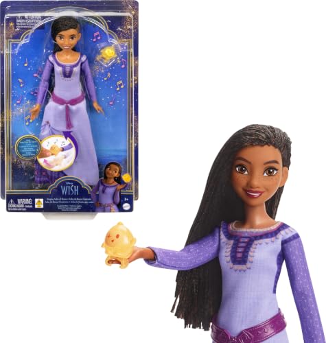 Mattel Disney Wish Singing Asha of Rosas Fashion Doll & Star Figure Posable with Removable Outfit Sings This Wish in English