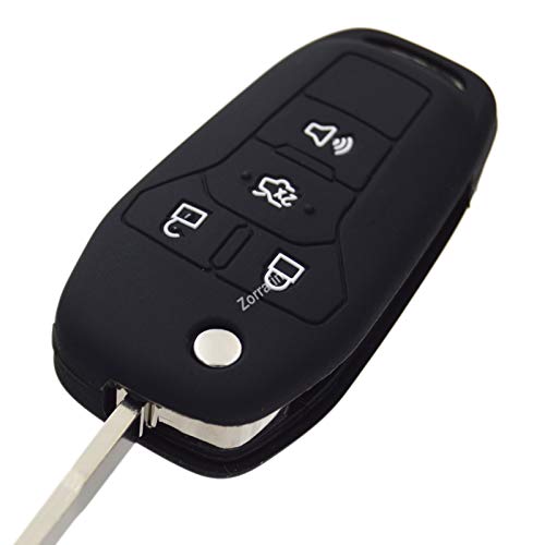 Image of Silicone Rubber Key Fob Cover Protector for Ford Fusion Explorer (Flip Key) N5F-A08TAA 164-R7986 5924003 4 Button Remote Control