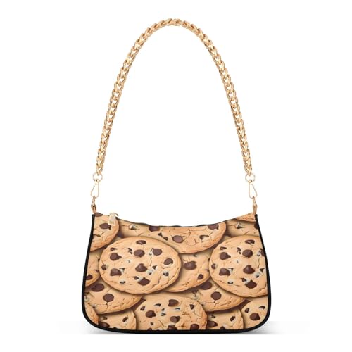Shoulder Bags for Women Chocolate Chip Cookies Pattern Design Hobo Tote Handbag Small Clutch Purse with Zipper Closure