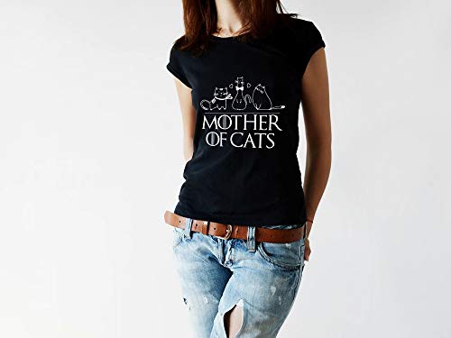 Camiseta Baby Look Mãe de gatos Mother Cats Preto Feminina Tamanho:M