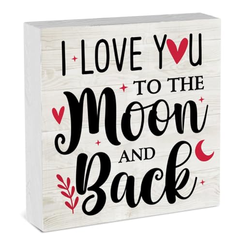 I Love You to the Moon And Back Valentines Decorations for the Home Valentine Theme Decor Valentine Day Gifts for Him Her Valentines Day Table Decor 5 x 5 inches