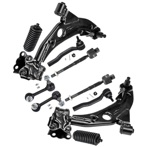 Image of Detroit Axle - 10pc Front End Kit for 2007 2008 2009 2010 2011 2012 2013 Mazda CX-9, 2 Lower Control Arms with Ball Joints Assembly 2 Sway Bars 4 Inner Outer Tie Rods 2 Boots Replacement