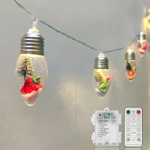Luces de globo de nieve de Navidad Fonusty a pilas para decorar rincones sin enchufes
